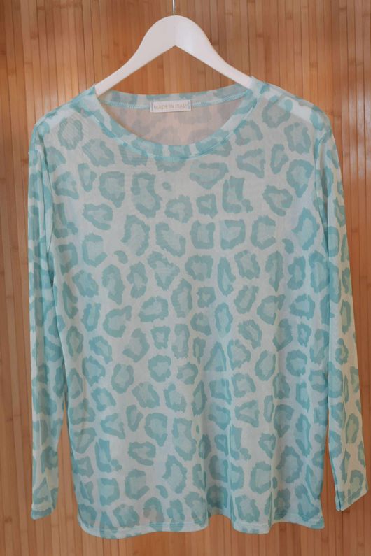 Bobby Mesh Layering Top Leopard Aqua